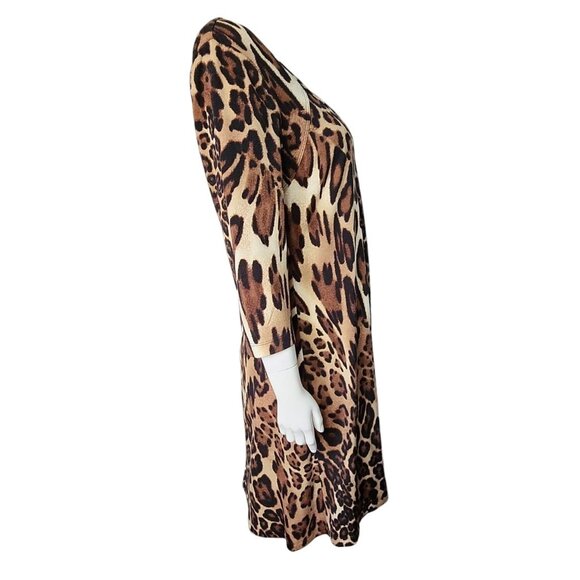 Connected Apparel Dress Womens Size 8 Brown Black Animal Print Pullover Stretch - Picture 4 of 6
